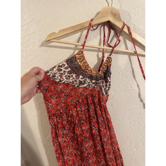 Sivana Maylene Boho Ruffle Paisley Halter Hippie Flare Leg Jumpsuit Romper - Picture 4 of 12